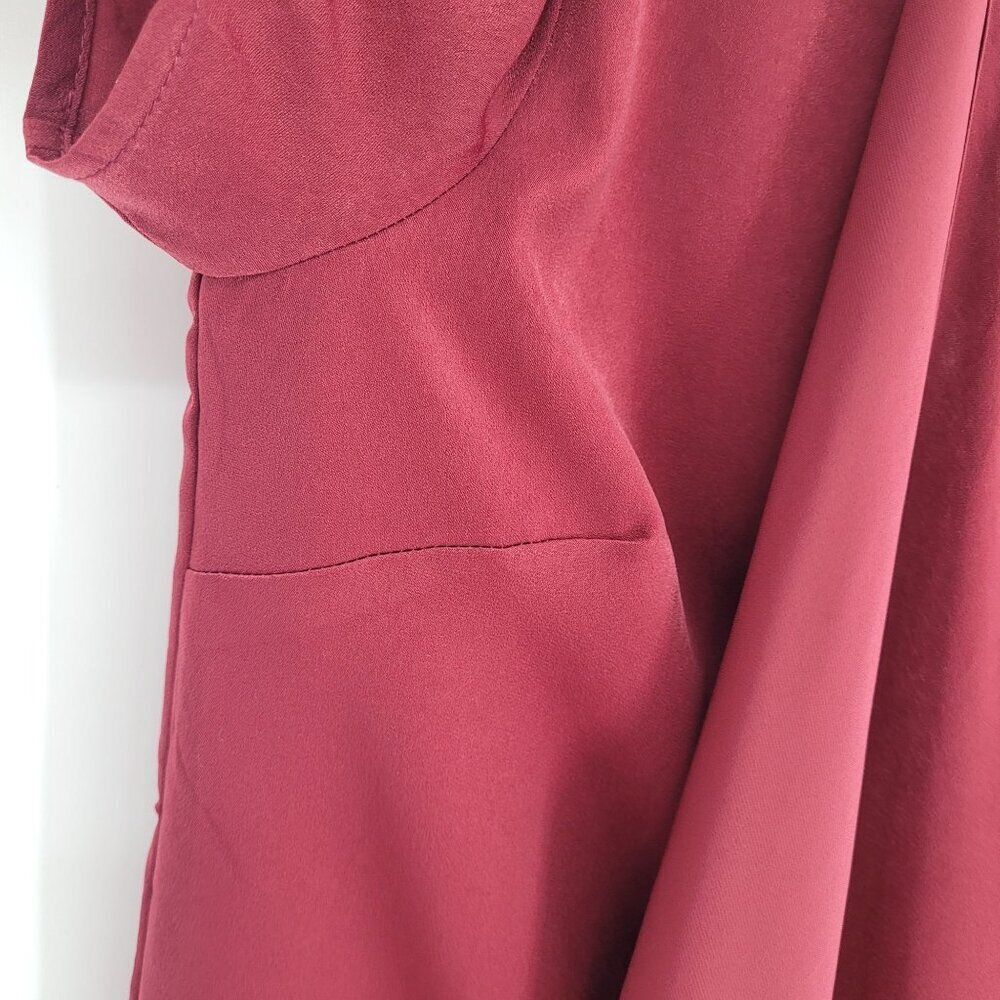 Lulus womens small Dear friend satin Drape front shift minidress wine maroon - Picture 3 of 10